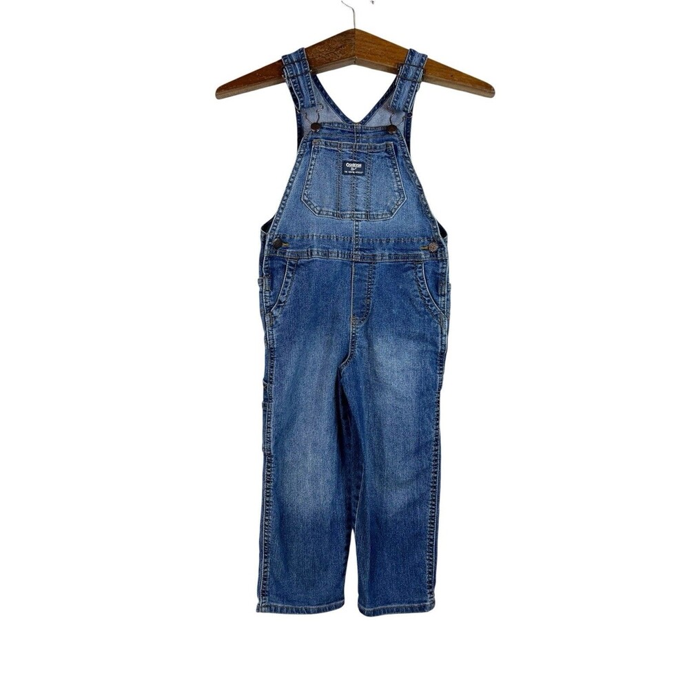 OshKosh Denim Overalls Kids Size 5T Blue Jeans Adjustable Straps Classic Outdoor